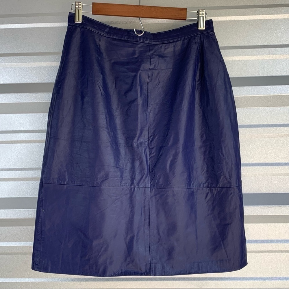 Vintage Genuine Leather Purple Pencil Skirt Size Medium Comint